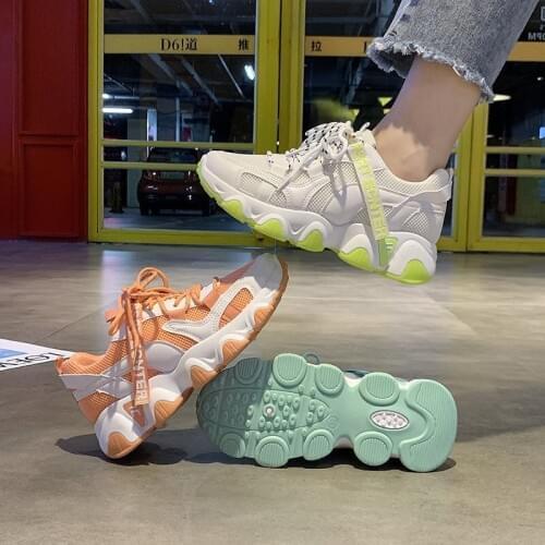 2020 summer and autumn daddy shoes female breathable mesh thick-soled shoes thin section feet small casual sports shoes X166