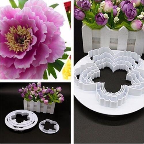 4Pcs/Set Peony Durable Fondant Embosser Cake Cutter Mold Cookie Decorating fandont Baking & Pastry Tools