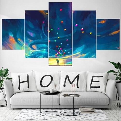 5 Pieces Wall Art Canvas Painting Abstract Anime Poster With Various Balloons Modern Home Living Room Bedroom For Decoration