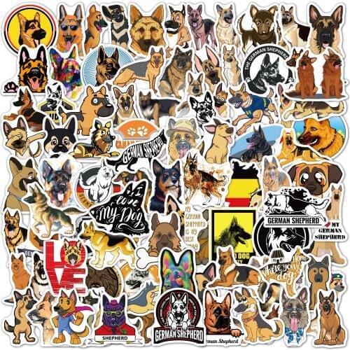 50/52PCS Shepherd Stickers Pack Waterproof Cute Animal Wolf Vinyl Stickers For Laptop Luggage Mobile Phone Skateboard Guitar