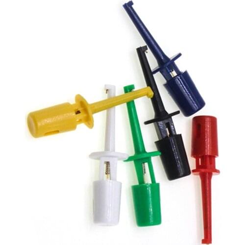 6 pcs 6 color mini single test hook clip test probe for electronic test IC grabber big alligator clip hook test clip repair tool