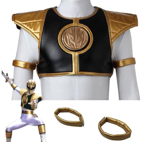 Halloween Costume Accessories White Ranger Breastplate Dino Ranger Shoulder Armor Gold Cuffs