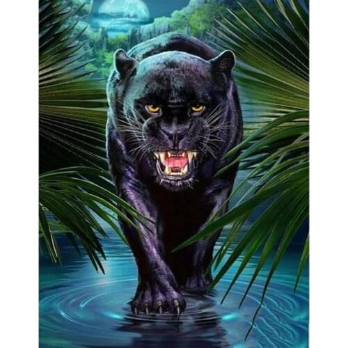 5D DIY Diamond Embroidery Full Display "Animal Black panther" Diamond Painting Square/Round Rhinestones Decor Art JX689