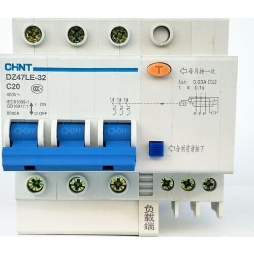 CHINT DZ47LE-63 3P C20A 30mA Earth Leakage Circuit Breaker/Residual Current Operated Circuit Breaker