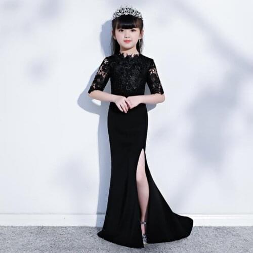 Childrens Clothing Dresses 2020 Kids Catwalk Costume Mermaid Princess Lace Gown Wedding Birthday Party Dresses For Girls L624