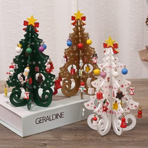 Wood Christmas Tree Childrens Handmade DIY Stereo Christmas Tree Scene Merry Christmas Home Decorations Ornaments