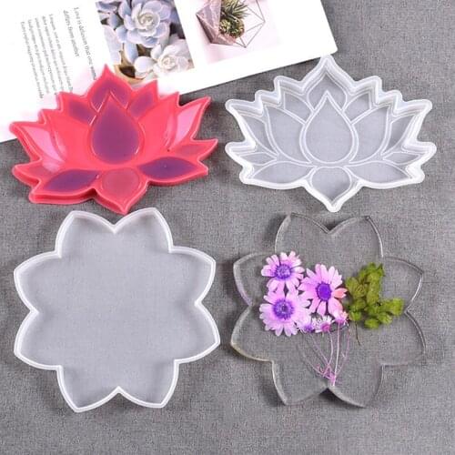 DIY Lotus Storage Table Coaster Crafts Jewelry Decorations Making Tools Crystal Epoxy Resin Mold Casting Silicone Mould