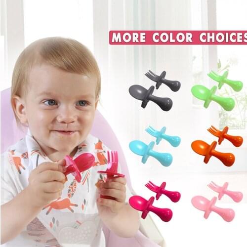 Feeding Baby and Infant Utensils Mini Spoon and Fork Training Utensil Set Weaning Ages 6 Months