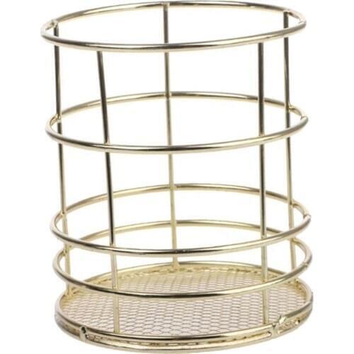 Elegant Gold Wire Mesh Pen Pot Pencil Holder / Metal Makeup Brush Holder / Multifunctional