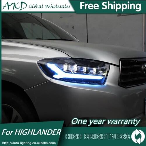 Headlights For car Toyota Highlander 2009-2011 DRL Daytime Running Lights Head Lamp LED Bulb Fog Lights Tuning Car Accessories