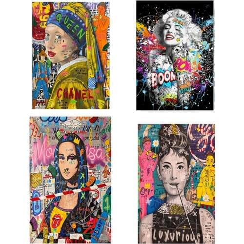 Graffiti Art Marilyn Monroe Diamond Painting Rhinestone Embroidery Sexy Portrait Mural Home Decor Street Art