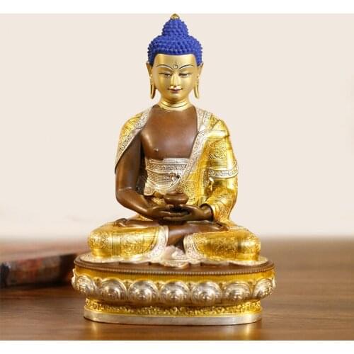 GOOD quality Gilding Buddha statue Asia Nepal Tibet temple bless safe healty good luck Amitabha buddha God bronze copper statue