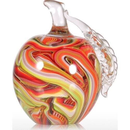 COLORFUL APPLE GLASS SCULPTURE ORNAMENT FAVOR GIFT GLASS CRAFT DECORATION FOR HOME OFFICE R2060