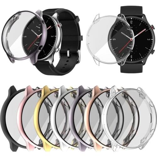 TPU Soft Full Screen Glass Protector Case Shell Edge Frame For Amazfit GTR 2/2e GTR2/e Smartwatch GTR2e Protective Bumper Cover