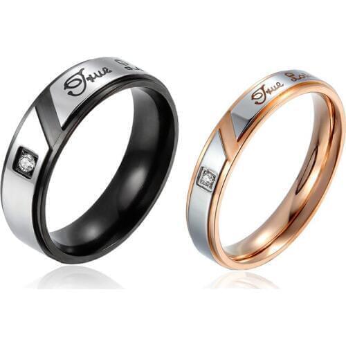 True Love Wedding Promise Rings Set Stainless Steel Couples Engagement Bands for Men and Women