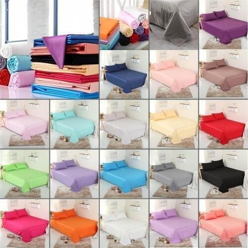 100% Cotton 1-Piece Solid Color Flat Sheet,4 Sizes Plain Style High Quality Soft Comfortable Bed Sheet