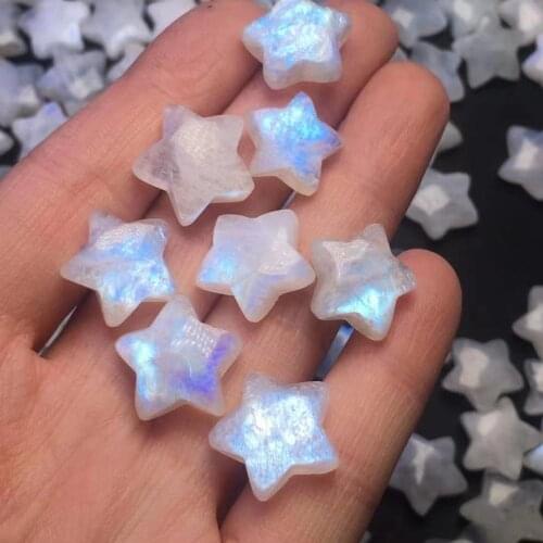 Natural moonstone carving five-pointed star.Crystalline energy points are used for reiki healing