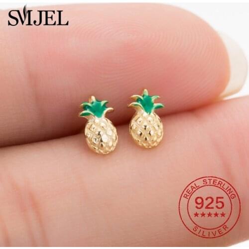 Small Bohemian Mini Pineapple Earrings 925 Sterling Silver Fashion Fruit Plant Earrings for Women Wedding Fine Jewelry Gift