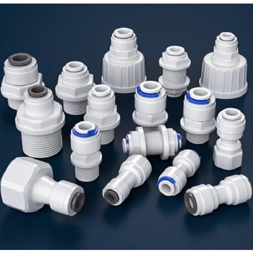 1/4" 3/8" OD Hose Tube 1/2" 3/4" 1/8" Plastic PE Pipe Quick Connectors Accessory RO Water Filter Fittings Reverse Osmosis System