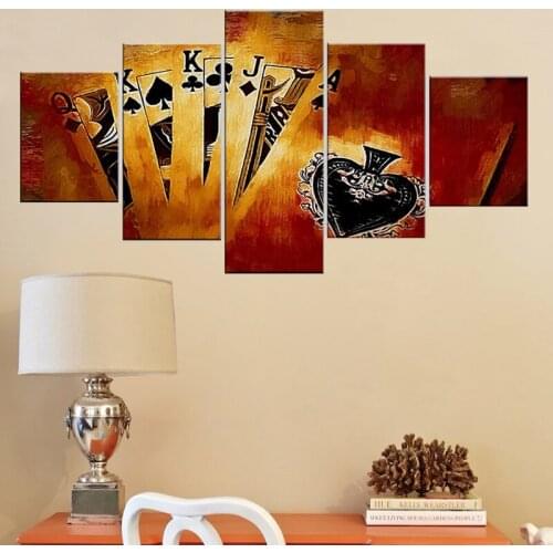 Modern Wall Art Frame Canvas HD Printed Landscape Oil Painting 5 Panel Game Poker abstract Poster Modular Pictures Home Decor