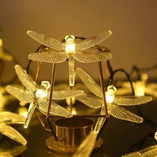 Led Solar Dragonfly Lamp String Small Waterproof Garden Decorative Christmas Lights Outdoor Guirlande Lumineuse Fairy Garland