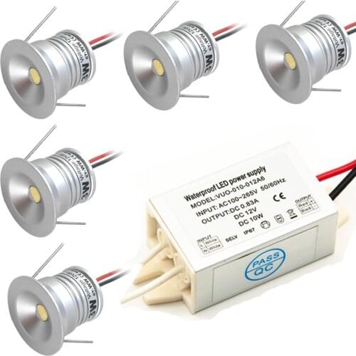 1W IP65 12V Spot Bulb Smart Dimmable LED Downlight with IP67 Driver Lamp for Cabinet KTV Lighting Sauna Bathroom Wall Light