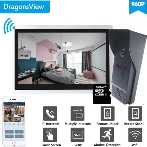 Dragonsview Wifi Video Intercom System 10 Inch Wireless IP Doorbell Camera Smart Android ISO Mobile Phone Monitoring 960P
