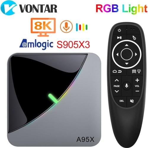 VONTAR 4GB 64GB RGB Light Smart TV Box Android 9.0 A95X F3 Air Amlogic S905X3 Wifi 4K 60fps Support Youtube Media Player