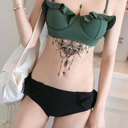 Temporary Tattoo Sticker diamond gem necklace flower sexy chest back Fake Tatoo waterproof Flash Tatto Art for Woman girl