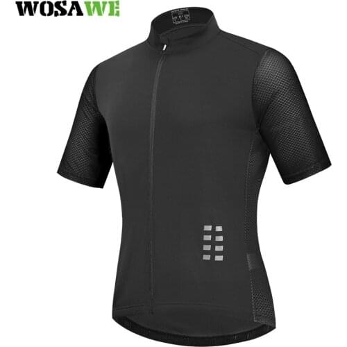 WOSAWE Mens Cycling Jersey Summer Orange Bicycle Clothing Breathable Mesh Racing Tops with Pockets Ropa Ciclismo maillot
