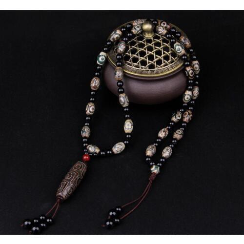 Agate beads Female necklace Green/khaki 3/9 eyes DZI elegant atmosphere Mens&womens amulet necklace Free Shipping