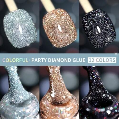 10/8ml Fashion Gel Nail Polish Glitter Diamond Glue Colorful 20 Colors Professional DIY Nail Art Varnish Glue New Arrival TSLM2