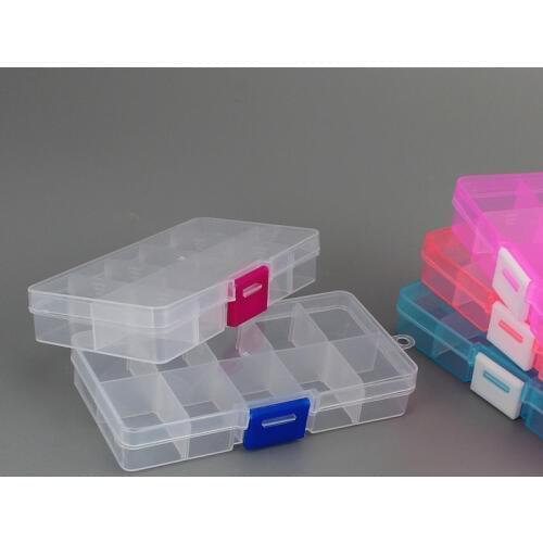 10 GridsTransparent Adjustable Plastic Storage Box for Small Component Jewelry Tool Box Bead Pills Organizer Nail Art Tip Case
