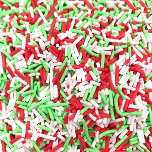 100g Mixed Christmas Series Long Cylindrical Polymer Hot Clay Sprinkles for Crafts Making DIY Tiny Cute Klei Accessories Decor