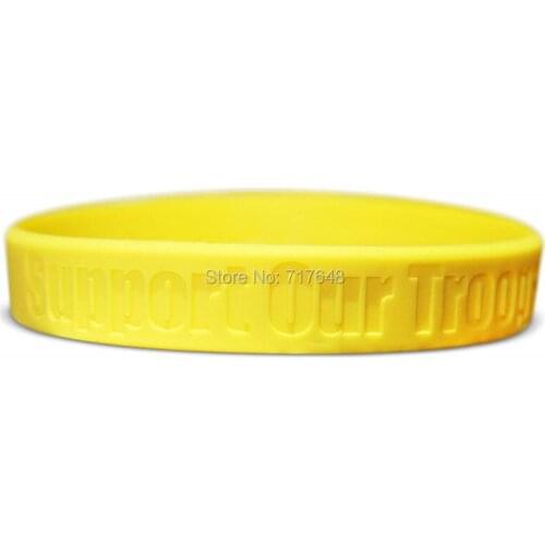 100pcs Support Our Troops Yellow wristband silicone bracelets free shipping by epacket A