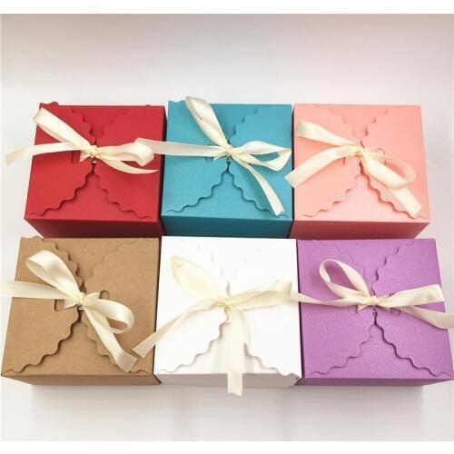 20 pcs two size color square box wedding party candy biscuit box jewelry box acceptance customization
