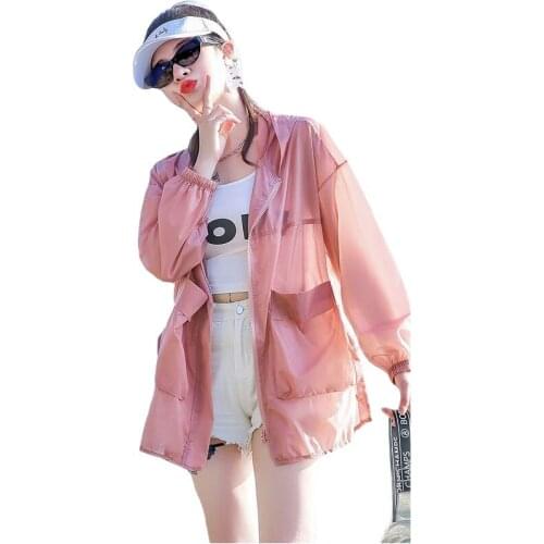2021 New Summer Jacket Women Hooded Sun Protection Clothing Fashion Casual Chiffon Lady UV-proof Thin Windbreaker Coat Plus Size