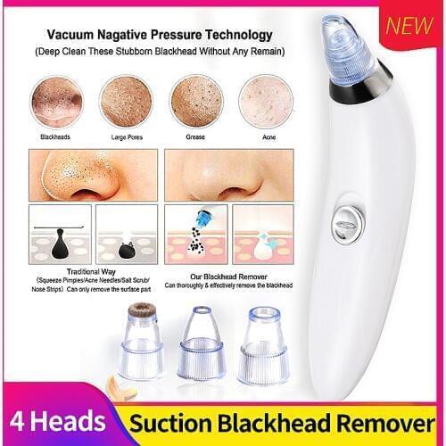4 Suction Heads Blackhead Remover Vacuum Pore Cleaner Acne Blackhead Facial Removal Suction Machine Skin Care Tool Face Cleaning