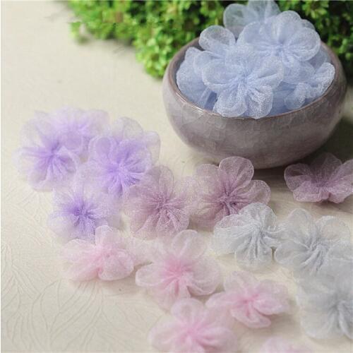 5Pcs 3cm Fine bubble yarn flower clothing accessories delicate five florets flower head corsage DIY handmade accessories