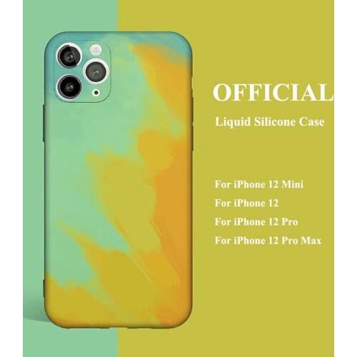 50pcs Liquid Silicone Case Coque Fundas Colorful Painting Watercolor Cover For iPhone 13 Pro Max 12 Mini 11 XS XR X 8 7 Plus SE