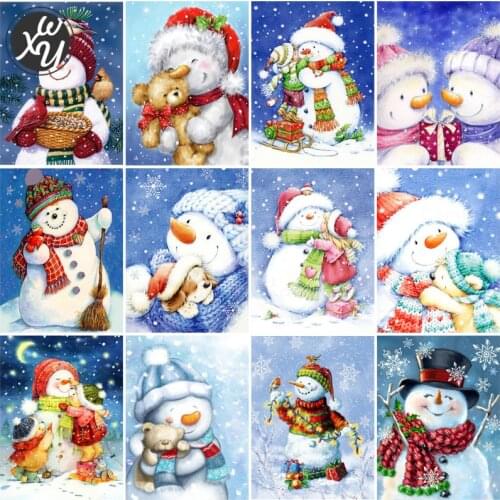 5D Diamond Painting Snowman Diamond Art Painting Kits Diamond Mosaic Diamond Painting Snow White Full Drill Embroidery for Decor