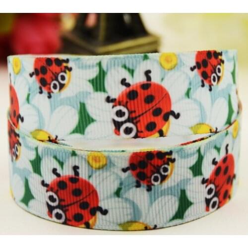 22mm 25mm 38mm 75mm ladybug Cartoon printed Grosgrain Ribbon party decoration 10 Yards X-02950