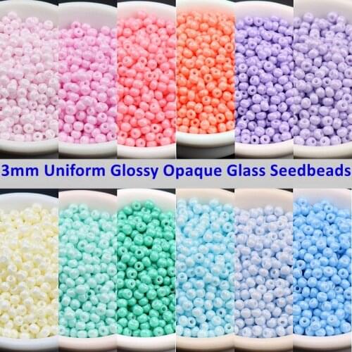 3mm Uniform Glass Rice Beads Bohomian handcrafted 8/0 Opaque Round Seedbeads For DIY Sewing Suppliers 10grams About 330 pieces