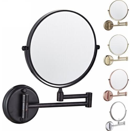8 inch Round Makeup Mirror Folding Wall Mount 3X Magnification Mirror Double-sided Adjustable Bathroom Mirrors KD002