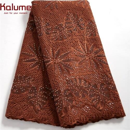 Kalume African Swiss Lace Fabric Bubai Voile 2021 Design High Quality Nigerian Cotton Lace Fabirc For Diy Party Dress F2496