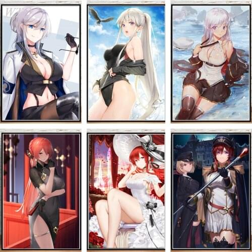 Azur Lane Enterprise Monarch Illstrious Washington Anime Posters Canvas Painting Posters and Prints Wall Art Picture Home Decor