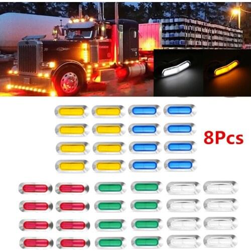 8x 12V 24V 4 LED Car Truck Side Marker Lights External Warning Tail Light Indicator Signal Brake Lamp For Trailer Lorry Bus Boat