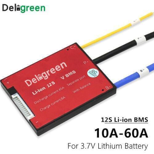 12S 20A 30A 40A 50A 60A 36V PCM/PCB/BMS Separete port for 3.7V LiNCM battery pack 18650 Lithion Ion with balance MAX 4.2V 50.4V