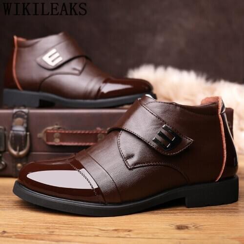 Ankle Boots Men Dress Shoes Snow Boots Men Office Shoes Formal Dresses Black Winter Shoes Men Boots Genuine Leather Buty Meskie