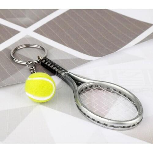 Creative Tennis Racket Ball Key Chains Alloy Keychain Accessories Pendant Key Ring Charms Keychains for Ladies